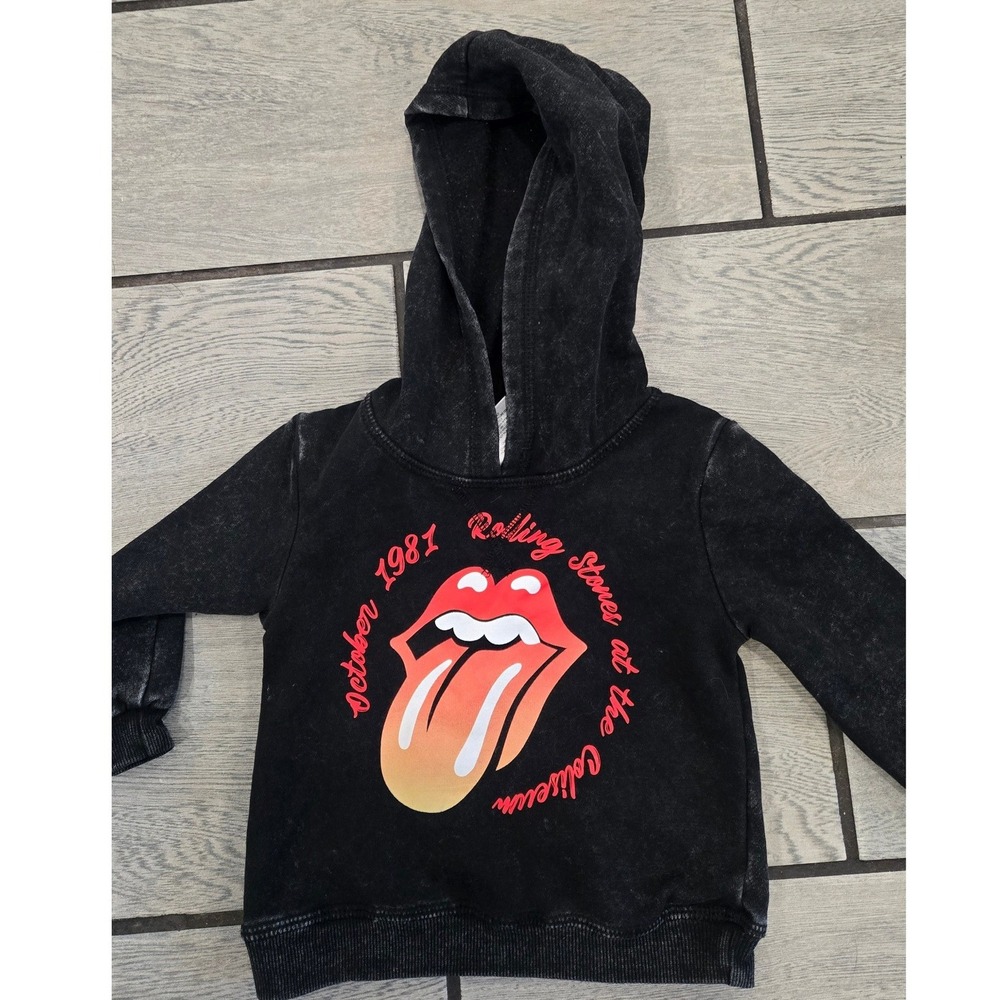 Rolling Stones Toddler Hoodie 18M Black Acid Wash 1981 Coliseum Graphic Pullover